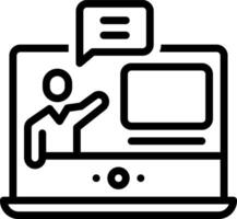 Black line icon for webinar chat vector