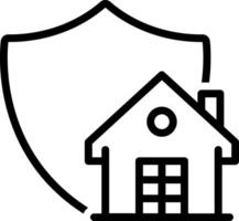 Black line icon for home insurance vector