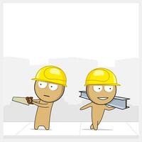 Builders with construction tools vector