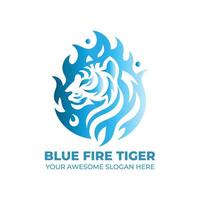 azul fuego de Tigre logo diseño vector