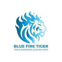 Blue Fire of Tiger Logo Design vector