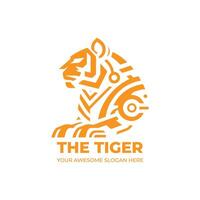 Futuristic Tiger Robot Logo Design vector
