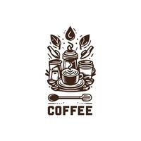retro café tienda logo diseño vector
