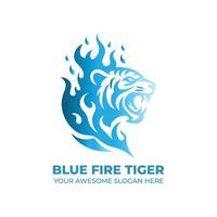 Blue Fire of Tiger Logo Design vector