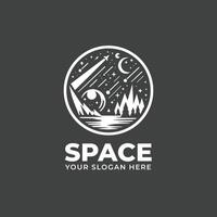 monocromo espacio lanzadera logo diseño vector