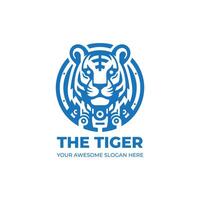 Futuristic Tiger Robot Logo Design vector