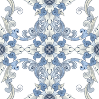 illustration Royal indigo blue Porcelain Thai flower traditional png