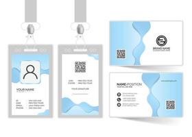 Business card and id card template design with blue waves vector