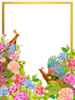 Paradise pheonix bird firebird in rose garden frame border template png