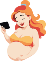 feliz grávida mulher com grande barriga relaxa e sorrisos, mãe clipart para estágios do gravidez, mãe, nascimento plano, preparando para aniversário, família, assistência médica, estresse alívio, fetal desenvolvimento, logotipo png