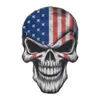 americano bandiera e cranio. cranio design png