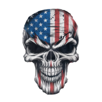 americano bandera y cráneo. cráneo diseño png