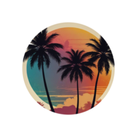 Set of retro sunsets in the style of the 80s and 90s. png