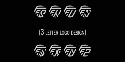 Creative 3 letter logo design,FFS,FFT,FFU,FFV,FFW,FFX,FFY,FFZ, vector