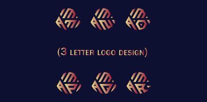 Creative 3 letter logo design,AMM,AMN,AMO,AMP,AMQ,AMR, vector