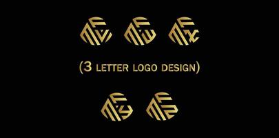 creativo 3 letra logo diseño fmv,fmw,fmx,fmy,fmz, vector
