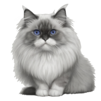 Very beautiful grey cat with blue eyes. Cat adverts. Cat without background. Created by AI png