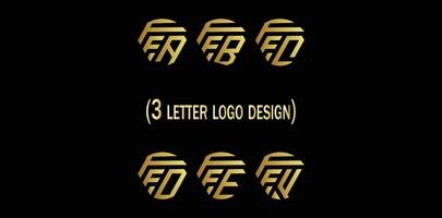 Creative 3 letter logo design,FFA,FFB,FFC,FFD,FFE,FFF, vector