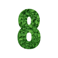 Leaf motif numbers with transparent background png