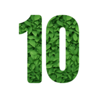 Leaf motif numbers with transparent background png