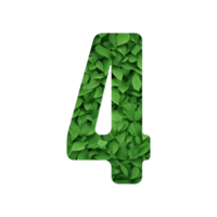 Leaf motif numbers with transparent background png