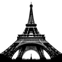 Black and White Illustration of the Eiffel Tower Sightseeing in Paris vector