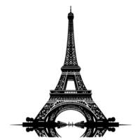 Black and White Illustration of the Eiffel Tower Sightseeing in Paris vector