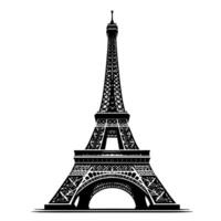 Black and White Illustration of the Eiffel Tower Sightseeing in Paris vector