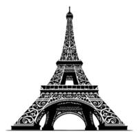 Black and White Illustration of the Eiffel Tower Sightseeing in Paris vector