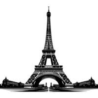 Black and White Illustration of the Eiffel Tower Sightseeing in Paris vector