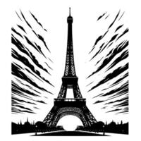 Black and White Illustration of the Eiffel Tower Sightseeing in Paris vector