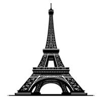 Black and White Illustration of the Eiffel Tower Sightseeing in Paris vector