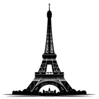 Black and White Illustration of the Eiffel Tower Sightseeing in Paris vector