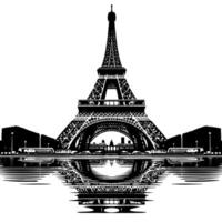 Black and White Illustration of the Eiffel Tower Sightseeing in Paris vector