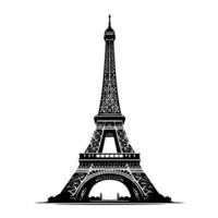 Black and White Illustration of the Eiffel Tower Sightseeing in Paris vector