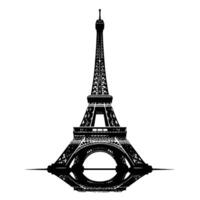 Black and White Illustration of the Eiffel Tower Sightseeing in Paris vector