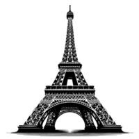 Black and White Illustration of the Eiffel Tower Sightseeing in Paris vector