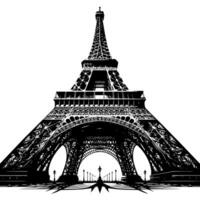 Black and White Illustration of the Eiffel Tower Sightseeing in Paris vector