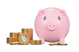 Piggy bank and bitcoin png