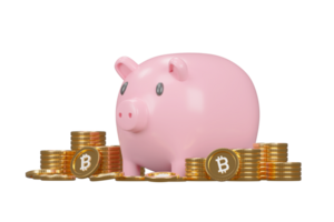 Piggy bank and bitcoin png