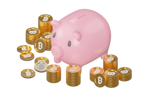Piggy bank and bitcoin png