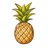 Cartoon Pineapple Logo Illustration No Background Perfect for Print on Demand png