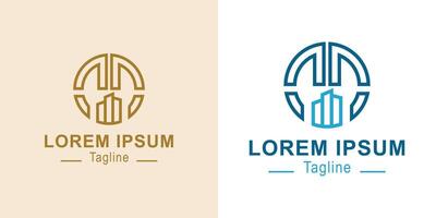 building logo. creative simple logo letter D and building forming a circle. Simple design editable vector