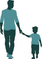 Flat design father and son silhouette vector
