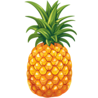 Cartoon Pineapple Logo Illustration No Background Perfect for Print on Demand png