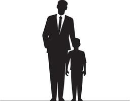 Flat design father and son silhouette vector