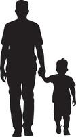 Flat design father and son silhouette vector