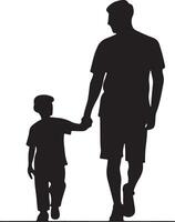 Flat design father and son silhouette vector