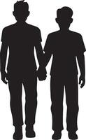 Flat design father and son silhouette vector