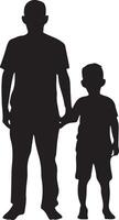 Flat design father and son silhouette vector